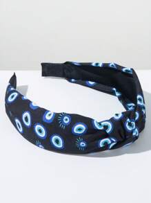 Bandana de Moda Coreana com Estampa de Olho de Demônio em Tecido, Acessório de Cabelo Versátil Minimalista com Coroa Alta Personalizada para Mulheres, Faixa de Cabelo, Tiara