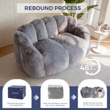 MAXYOYO Adult Bean Bag Chair,Loveseat  Or Single Floral Bean Bag Sofa, Super Soft Loveseat, Living Room Bedroom Faux Fur Reading Chair, Dark Gray - Dark Grey - View 10