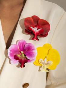 1pc/10pcs Elegant Bohemian Polyester Fabric Butterfly Orchid Color Floral Brooch, Chic & Fresh For Women, Suitable For Wedding, Beach, Party, Gift - Multicolor - View 5
