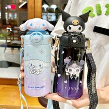 Tumbler grande da 20,29 once con cannuccia in acciaio inox 316, isolato, marchio Sanrio, tazza in stile personaggio Sanrio adatta per tutti i periodi dell'anno, ideale come regalo per la famiglia, resistente, per auto e attività all'aperto