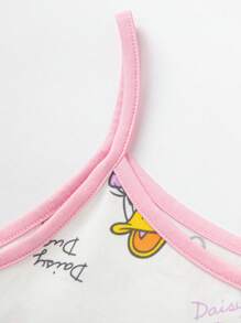 Balabala Young Girl Cute Cartoon Graphic Sleeveless Cami Top, For Summer - White and Red - View 5