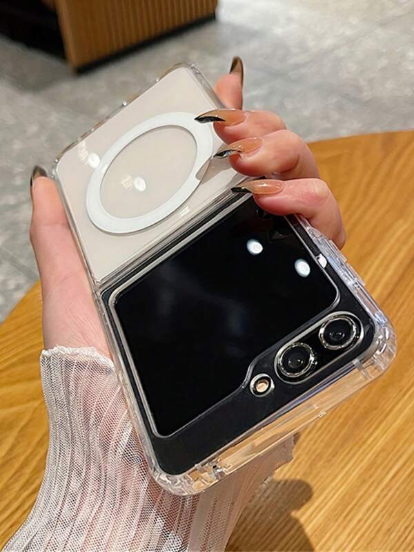 Transparent Armour Magnetic Phone Case Compatible With Samsung Z Flip 6 Z Flip5 ZFlip 4 Z Flip3 5G Wireless Charging Protective Cover