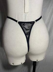Thong Panties Pendant In Opening Panties In Women's Thongs Sexy Lace Lingerie Sensual Intimate Fashion - 黑色 - 查看 6