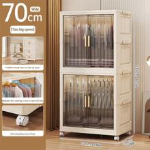 Foldable Wardrobe Cabinet, Plastic Multi-Layer Storage Rack, No Assembly Required - Transparent - View 26