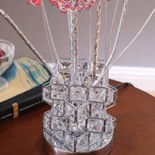 Aluminum 4 Red Roses 6 Petal Floral 2 Red/Silver Flower Bud On A 4 Squared Modern Hexagona Chrome - 黑色 - 查看 7