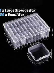 31 件（1 件大盒 + 30 件小盒）透明塑料储物盒小容器 - 珠子储物整理盒 - 带铰链盖，矩形塑料用于整理您的珠子 - 非常适合 DIY 珠宝工艺品、美甲和手链制作，完美的母亲节和女性礼物 - 彩色 - 查看 4