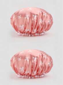 Waterproof Double Layer Shower Cap, Elastic Bathing Hair Cover For Women Adult Kitchen Oil-Proof Bonnet For Hair Mask Use Bow Valentine's Day Hair Sleep Cap Sleep Bonnet - Multicolor - View 14