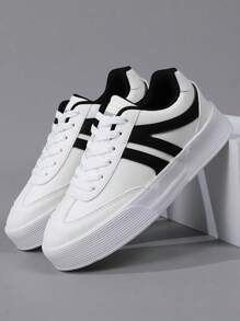 Low Top Women's Casual Shoes Sneakers Women Skateboard Shoes Female Sports Shoes Footwear All-Match Fashionable Lace Up Design Lightweight EVA Sole - White - View 5