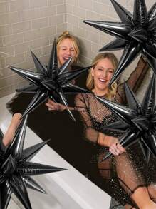 8 件/套黑色爆炸星水滴锥形铝箔气球，适用于生日派对、婚礼、毕业典礼、周年纪念、拍照道具、家庭派对装饰、庆典、送礼、主题活动、冰雪奇缘主题装饰、迪斯科派对、万圣节派对、万圣节装饰气球 - 黑色 - 查看 6