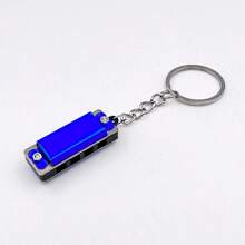 1pc Mini 4-Hole Metal Harmonica Keychain, Beginner Musical Instrument Toy, Birthday Or Holiday Gift - Multicolor - View 6