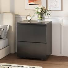 FUFU&GAGA Nightstand Bedside Table, Side Table For Small Spaces, Accent End Table With 2 Drawers For Living Room Bedroom, Black  ( 15.7"W *11.6"D* 18.9"H ) - 黑色 - 查看 1