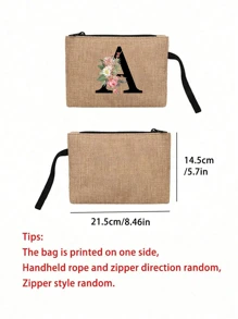 印有首字母和花环图案便携式零钱包、手拿钱包、便携式小包、适合送礼、旅行小包装、轻便储物袋、旅行洗衣拉链袋 - 非常适合旅行和度假派对、节日化妆包 - 送给朋友、家人或自己的完美礼物 - 旅行包，男女皆宜