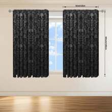 2pcs Skull Print Art Deco Curtains Enhance The Home Style And Are Suitable For Artistic Home Window Decoration In Living Room, Bedroom, Shower Room, Balcony