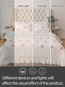 Bộ ga trải giường 2/3 món bằng 100% polyester thêu hình bướm, viền xếp ly (không kèm chăn bông), (1 ga trải giường và 1/2 vỏ gối), bộ đồ giường hiện đại bằng polyester phù hợp cho mọi mùa. - trắng - Xem 6