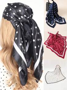 1pc Women's Summer Scarf With Polka Dot Pattern, Versatile Artistic Small Square Scarf With Multiple Wearing Styles, Casual Shawl Suitable For Everyday Use Bandana,Hair Band,Head Band Ideal For Dressing Up Your Look - Multicolor - View 17