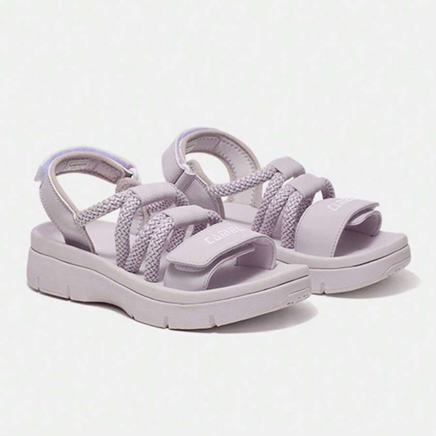 CAMEL CROWN 女士凉鞋，新款夏季女士沙滩鞋，女士防滑软底魔术贴凉鞋 - 丁香灰 - 查看 1