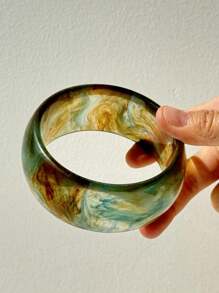 1 件闪亮透明绿色和蓝色扎染几何不对称树脂手链，夏季海滩度假装饰 - 彩色 - 查看 9