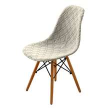 1/2 piezas Funda universal para silla tipo Eames redonda, multiusos, resistente a arañazos y de estilo jacquard. Funda para silla de comedor minimalista y moderna nórdica. - Beis - Ver 3