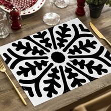 2/4pcs Simple Geometric Square Placemats, Abstract Neutral Style Artwork In Black & White, Blue, And Brown Linen Tablemats, Suitable For Daily Dining Table, Kitchen, Dining Room Decor, Home Decor, Holiday Decor, Tabletop Decor, Outdoor Picnic Decor, And Gifts, 12x16.5 Inches