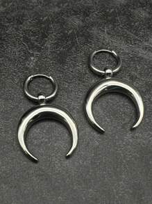 2pcs/Set Minimalist Vintage Gothic Punk Moon Pendant Earrings, Suitable For Women Daily Wear