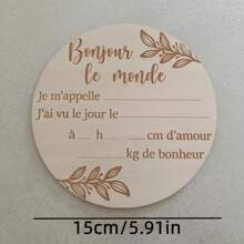 1 pièce Panneau de bienvenue en bois, design sculpté "Bonjour Le Monde", bois naturel, convient aux nouveaux parents et aux adolescents, cadeau pour les futures mères