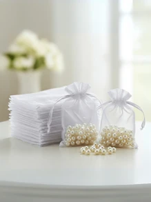 Kit 10/20/50/100 Un Saco Saquinho Organza 7x9 9x12 10x15 Branco Lembrancinhas Festa Casamento