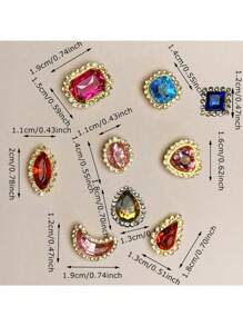 50 sztuk mieszanych kształtów szklanych cyrkonii, kryształowe kamienie szlachetne słonecznika z metalowym płaskim pazurem, efektowne artykuły rzemieślnicze do wyrobu biżuterii, ubrań, sukienek, pasków i dekoracji butów