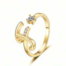 Juego de 26 anillos con letras del alfabeto inglés, joyería de anillos versátiles y ajustables de extremo abierto, regalo ideal para vacaciones