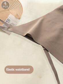 4PCS Women's Seamless G-String Set Sexy Panties For Women Low Waist G-String Solid Color Briefs - Multicolor - View 4