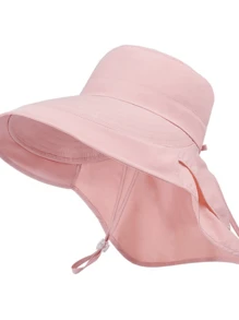 1pc Women's Lightweight Breathable Poncho Style Mesh Tail Design Outdoor Sun Protection Hat With Neck Cover, Suitable For Daily Sun Protection