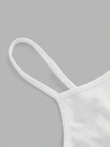 1pc White Playing Card Print Camisole Sleepwear Top