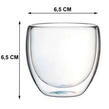 KIT 4 Double Glass Cups 100ML Espresso Coffee Cappuccino Tea Shot Whiskey Double Insulated Cup - Trong suốt - Xem 3