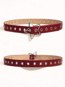1 件男女款五角星扣朋克铆钉腰带，男女款朋克时尚腰带配饰，适合日常佩戴。情人节、夏季、学校秋季、秋季、万圣节送给男朋友或女朋友的完美礼物
