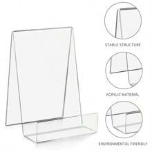 4 pezzi supporto per libri in acrilico espositore per riviste livello desktop libro espositore per telefono scaffale da tavolo espositore per brochure - klar-klein - Übersicht 2