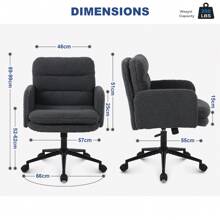 Flysky Desk Chair, Dressing Table Chair Made Of Faux Fur, Comfortable Swivel Chair Desk Chair, Office Chair Ergonomic With Adjustable Height, Furniture - Màu xám đen - Xem 7