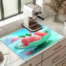 1pc Summer Refreshing Ice Pop, Ice Cream Printed Coffee Machine Drying Mat - Diatomite Printed Placemat, Kitchen Counter Pad, Kitchen Tableware Mat - Soft Diatomite Mat Suitable For Kitchen Counter, Suitable For Coffee Machines, Espresso Machines, Etc.