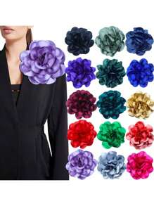 19CM轻奢哥特式夸张一字肩大花胸针立体连体西装连衣裙女聚会晚宴 - 花 - 查看 13