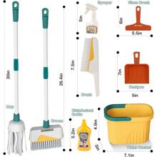 8 pièces Set de nettoyage pour enfants - Balai et balai à jouet de taille enfant, jouets de nettoyage pour jeu de rôle pour la chambre des enfants, cadeau de Noël/anniversaire pour filles et garçons
