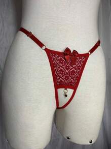 Thong Panties Pendant In Opening Panties In Women's Thongs Sexy Lace Lingerie Sensual Intimate Fashion - 紅色 - 查看 1