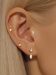 925 Sterling Silver Stud Flat Back Cartilage Helix Piercing Stud Earring Perfect For Daily Wear/Party/Gift Bridal Jewelry Fine Jewelry