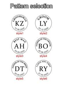 2/4件組 男士個性化刻字首字母不鏽鋼袖扣，可客製日期字母，婚禮生日伴郎禮物，父親節禮物 - 風格A - 查看 6