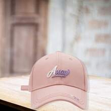 Women Baseball Cap, Embroidery Letters Adjustable Hat Ponytail Baseball Hat For Casual Daily - Pink - View 2