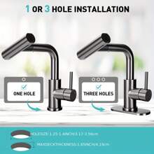 A 4-In-1 Bathroom Faucet, Matte Black Modern Single-Handle Pull-Out Bathroom Sink Faucet, 1 Hole Or 3 Holes, With Pop-Up Drain And Base Mounting Plate, Stainless Steel Faucet For Bathroom Sink Vanity