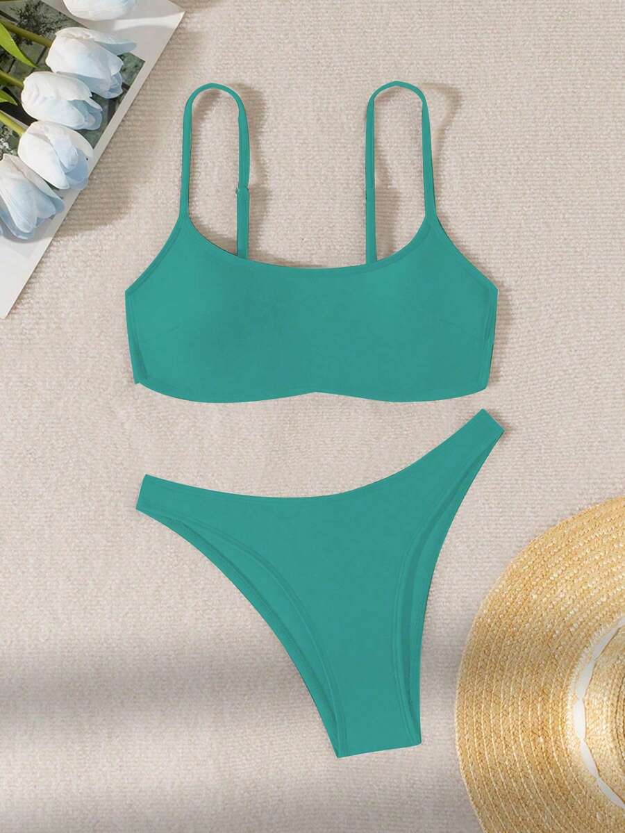 Women Solid Color Sexy Bikini Swimsuit Set