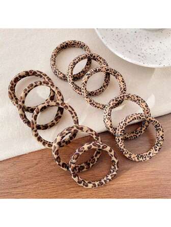 5 pezzi Scrunchies da donna nuovi, fascia senza cuciture ad alta elasticità con stampa leopardata, fermacode per coda di cavallo, accessori per capelli spessi e attraenti, stampa animale