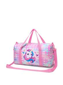 Bolso de lona niñas con diseño de sirena y unicornio, bolso para niñas pequeñas para pasar la noche, bolso de viaje para niñas, bolso para dormir para niños, bolso de gimnasio/danza para bebés y niños, regalo