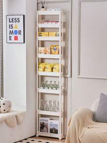 1pc客厅门后多层杂物收纳架家用推车储物架收纳柜薄柜缝隙柜窄柜 - 彩色 - 查看 12