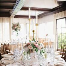 Vincidern 10PCS 3 Arm Gold Candelabra With Acrylic Lampshade ,Taper Candle Holder Centerpieces For Table, 33.8in Tall Metal Candlestick Holder For Dining, Wedding Decor, Mother's Day Party Candelabra - 金色 - 查看 6