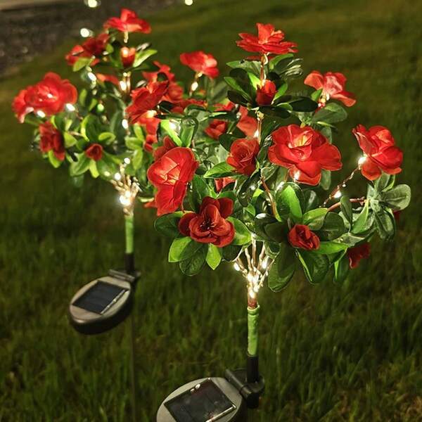 Luzes solares para decoração de áreas externas, luz solar para flores de azaléia, lâmpada solar para flores em jardins externos, usada para iluminação decorativa de ambientes de gramados e jardins