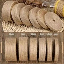 5M/Packung Natürliches Vintage Jute Sackleinen Band Basteln DIY Bögen Hochzeiten Geschenk Verpackung ideal für Sträuße, Jute Stoff Geburtstagsfest Kuchen Heim Dekoration in 6 Größen erhältlich (10mm-38mm)